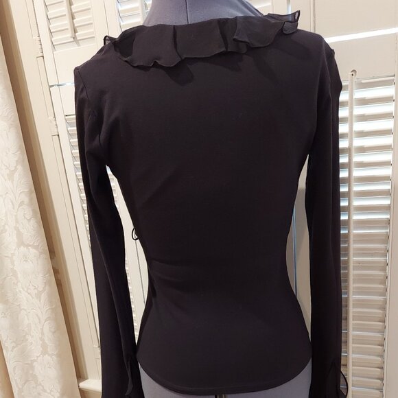 Romantic Vintage Cache Brown Ruffled Blouse Size S NWT - Picture 3 of 5